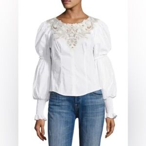 🎀 REBECCA TAYLOR Luna Cotton Poplin Top In Milk 2